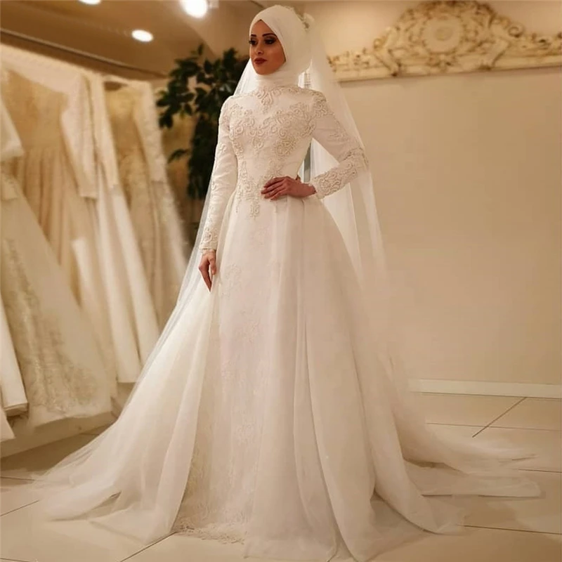 Fashion Hijab Muslim Wedding Dresses 