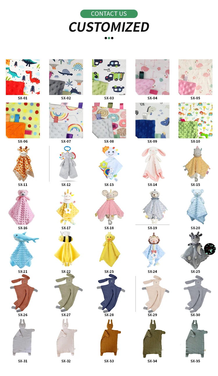 C'dear Baby Lovey Comforter Toy Muslin Security Blanket Gift Set,Custom
