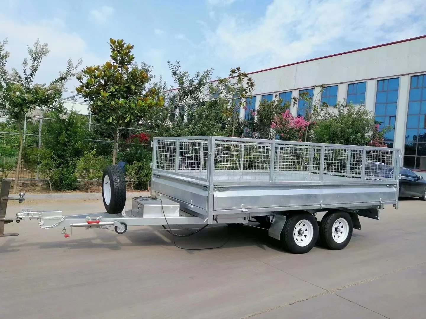 10x5ft Cage Trailers Tandem Axle Mesh Cage Trailers With Mechanical ...