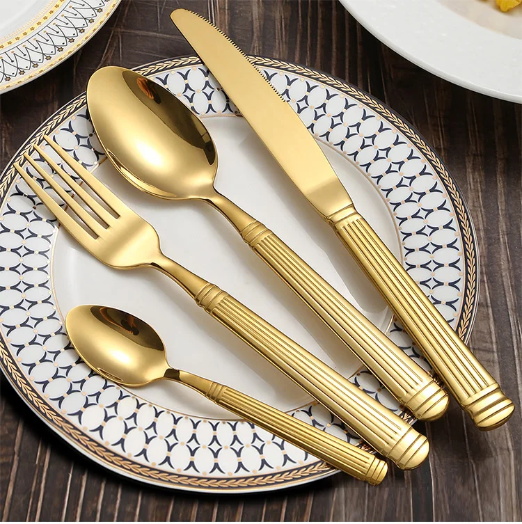 Modern Luxury 4 Piece Flatware Set Royal Stainless Steel Cutlery With ...