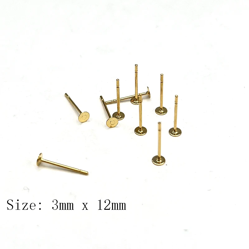 Stainless Steel 18K Gold Flat Pad Earring Posts