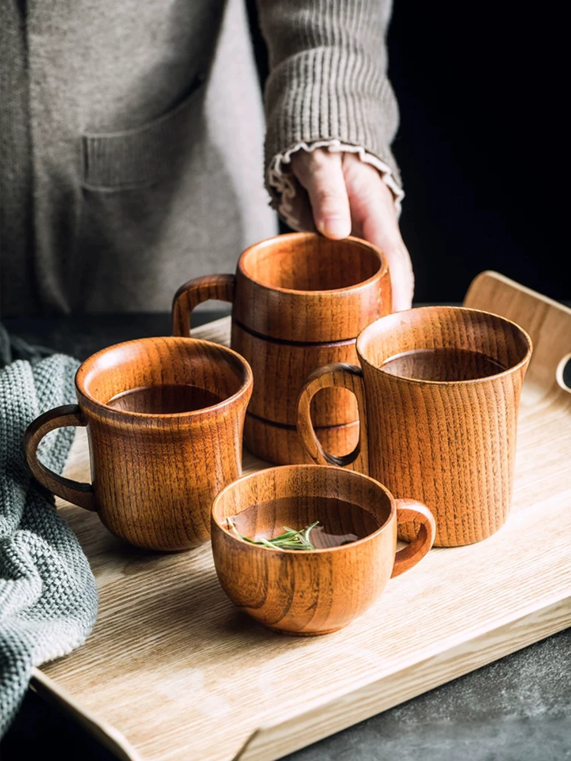 Retro Japanese Wooden Small Tea Cup/milk Cup/coffee Cup with