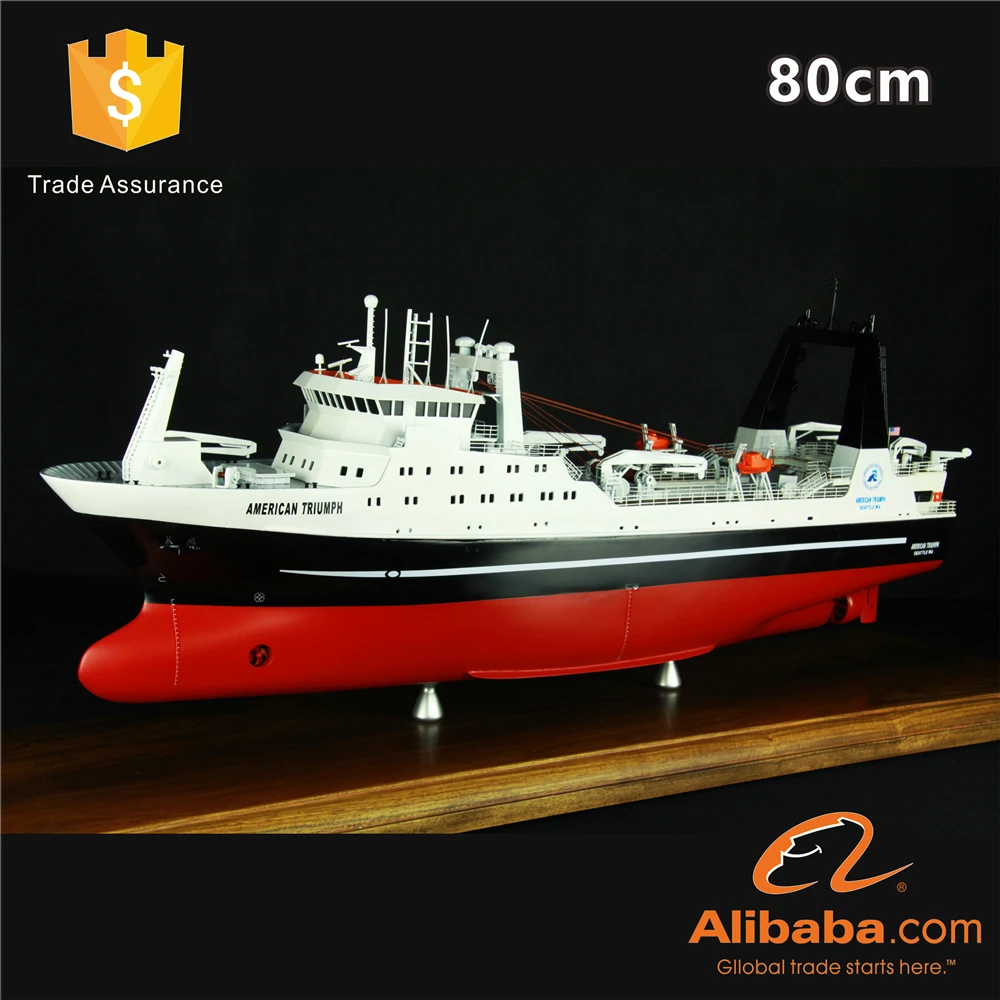 【A】Handmade Miniature Fishing Vessel Cargo Ship Logistics Model O.A.S Ocean Artwork Customizable 80cm Plastic Fishing Boat Model