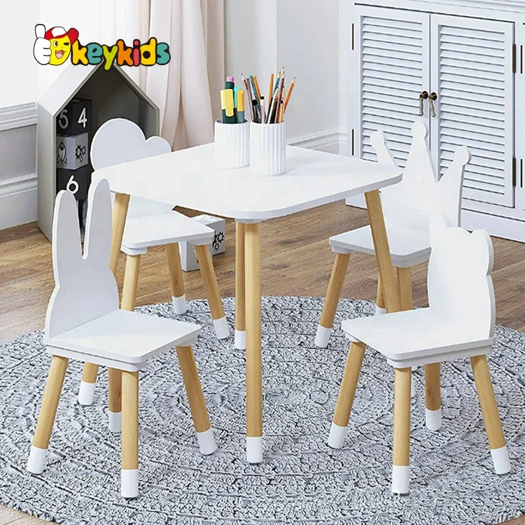 Customize Cartoon White Wooden 4 Chair Table Set For Children W08h175 - Buy  4 Chair Table Set,4 Chair Table Set,Wooden 4 Chair Table Set Product on  
