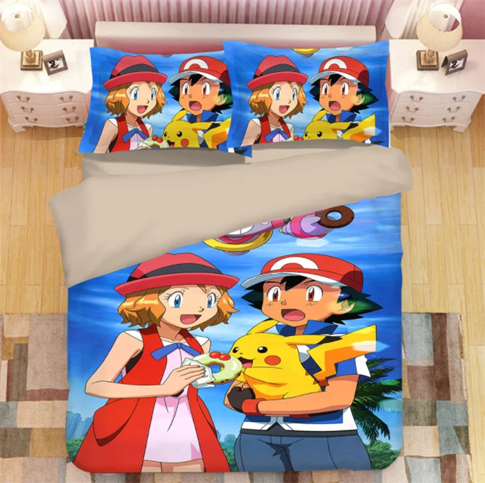 Home Textile Cartoon Pikachu Movie Detective Bed Sheet Single Size 100%  Polyester Printed 3d Bedding Set - Buy Cartoon Bedding Set,Cartoon Bedding  Set,Home Textile Product on 