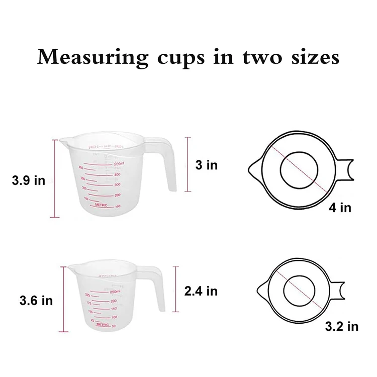 Highly Transparent PP Clear Nesting Stackable Plastic Measuring Cups 3  Piece Set, Include 1 Cup, 2 Cup and 4 Cup with Ml and Oz Measurement -  China Pitcher and Plastic Pitcher price
