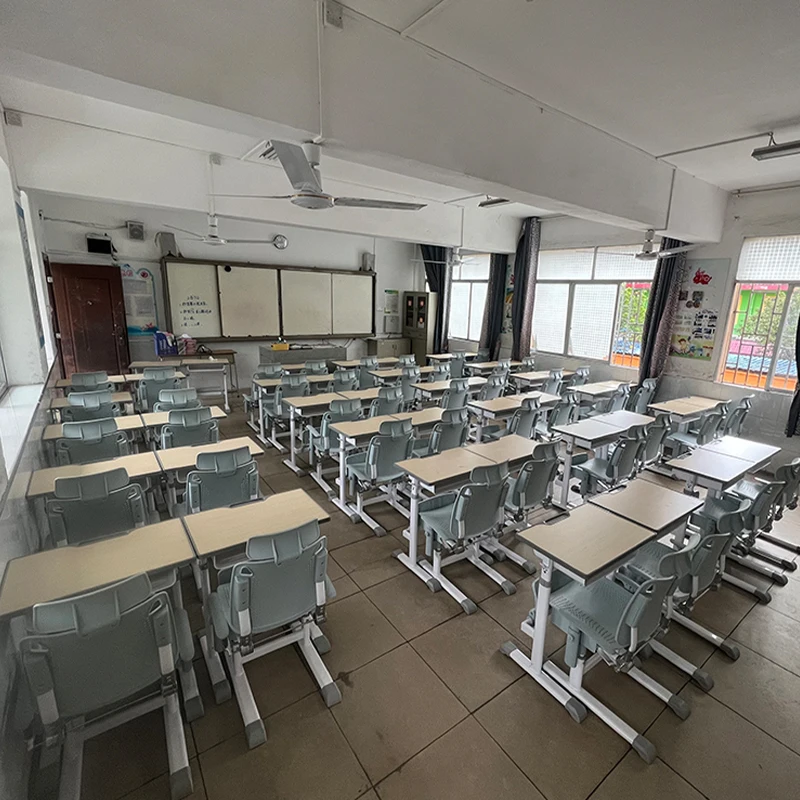 Classroom Study Table And Chair Desk Set With Footrest For Lunch Break ...