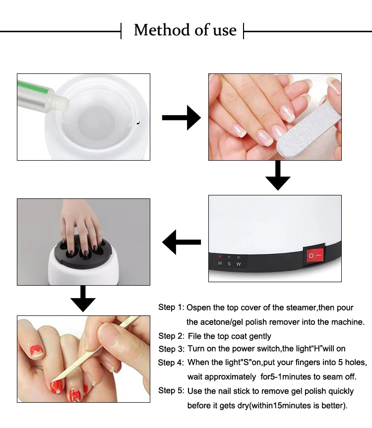 36w Automatic Electric Gel Nail Polish Steam Deep Remover Steamer