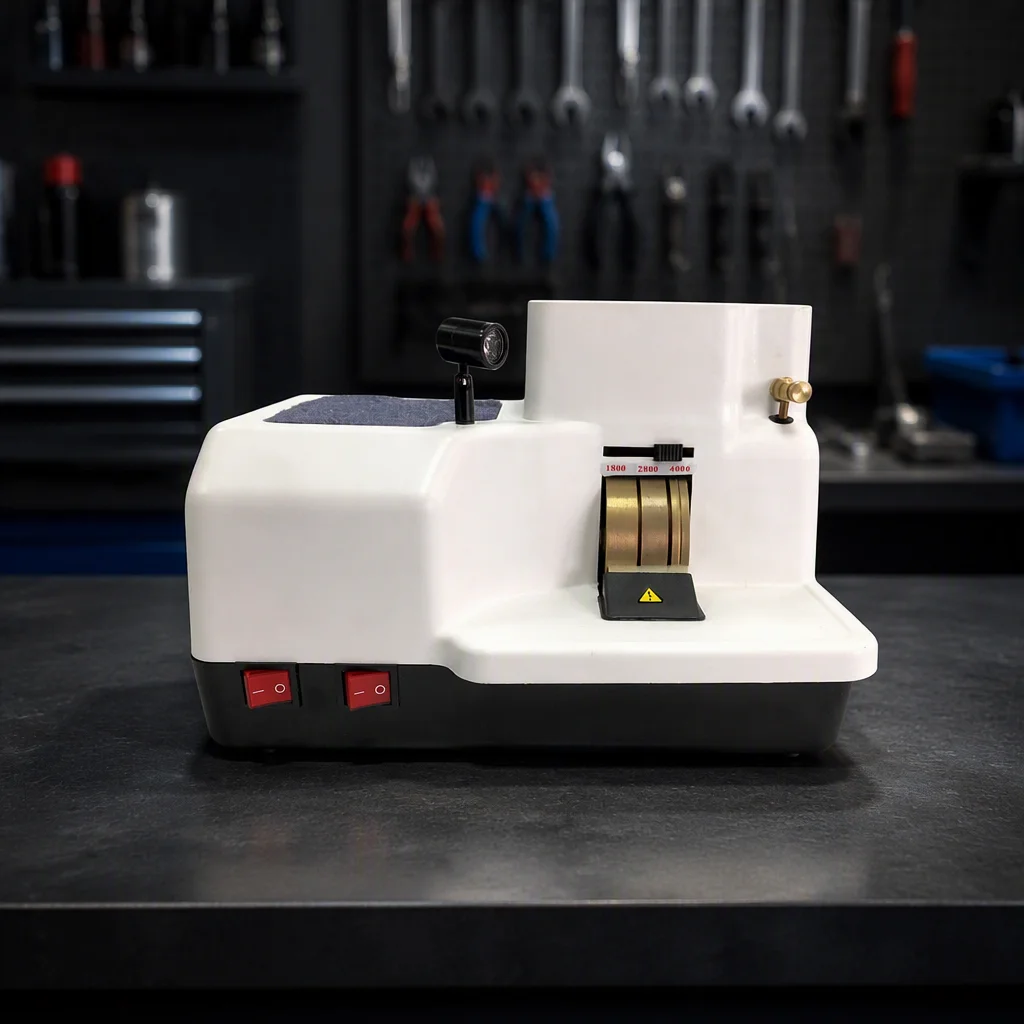 CP-6A/B Manual Three-wheel Lens Edging Machine, Supports High-power AC and DC Motors.