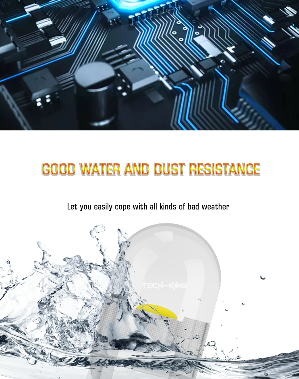 TECH-KING Newest 12V 24V W5W Led T10 Car Light COB Glass 6000K White Yellow Auto License Plate Lamp Dome Light Reading DRL Bulb