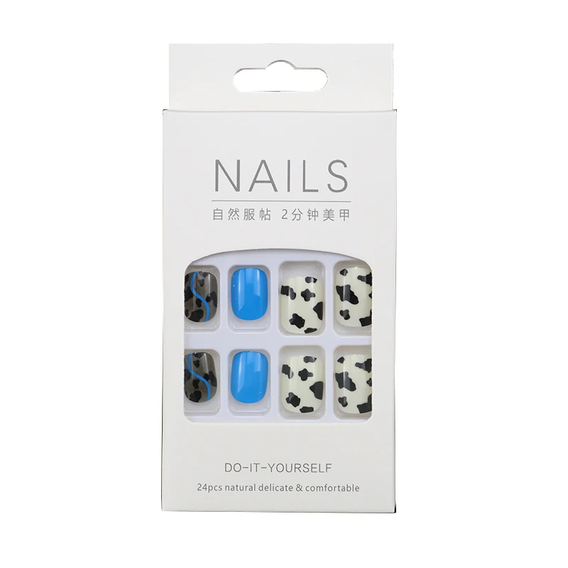 Cheap Price 24pcs Nail Press on Short Printed Bulk Press on Nails Artificial Fingernails for Woman Fancy Press on Nails