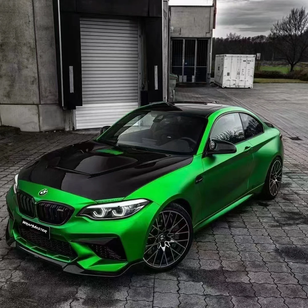 TSAUTOP 5*56ft PET Matte Chrome Green Car Wrap - Color Change