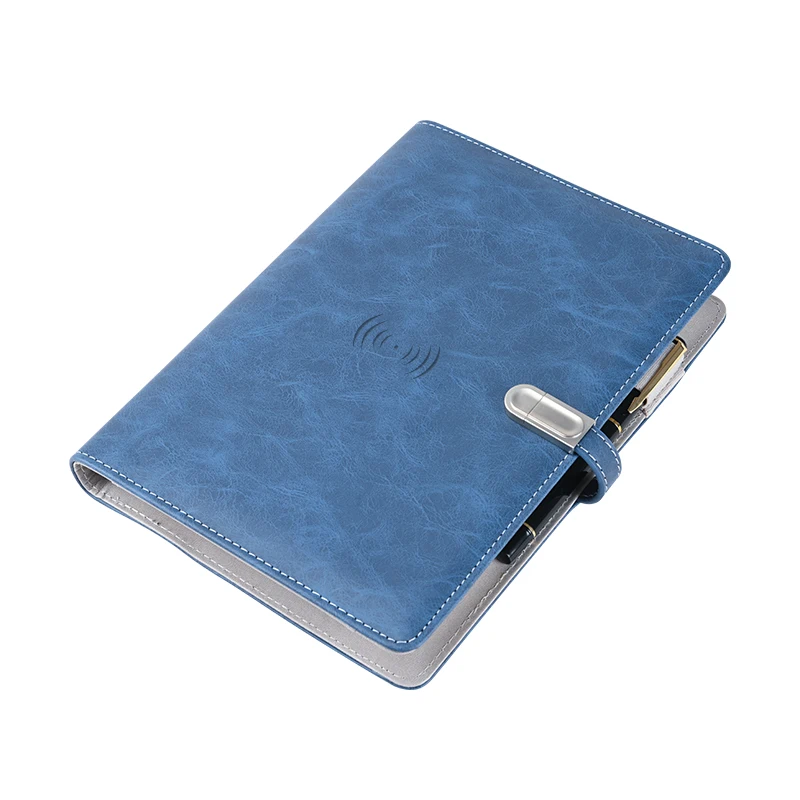 Custom VIP Diary Planner Notebook With USB Disk Built Calculator A5 Wireless Charger Power Bank Notebook Business Office