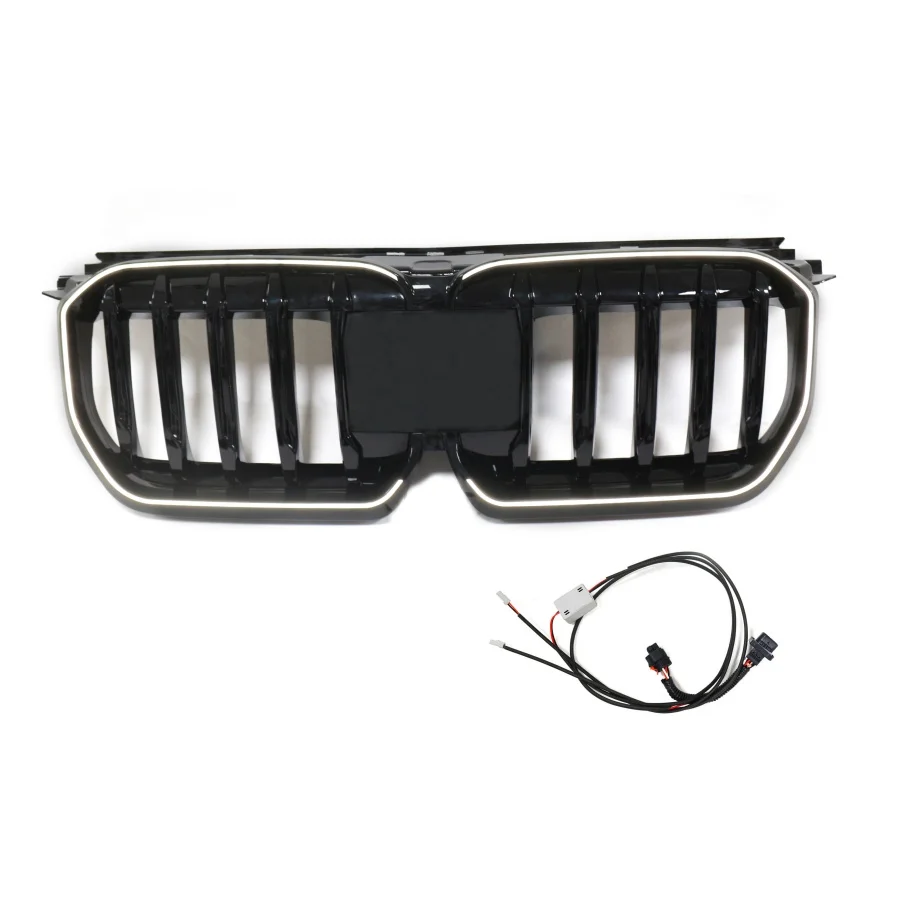 TIYPEOR Car Front Bumper LED Grille for BMW X1 U11 2023 - 2025 Single-Bar LED Front Bumper Kidney Grille Mesh Grille
