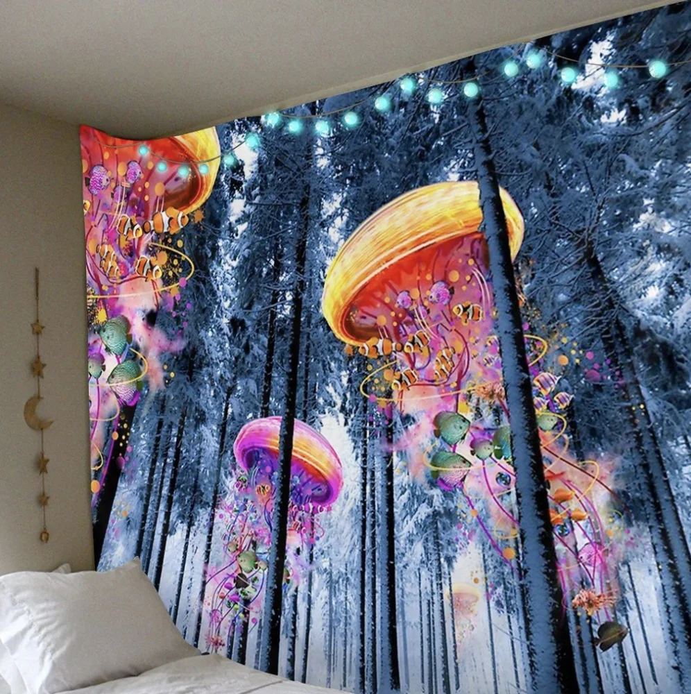 Colorful Tree Tapestry Wall Hanging Psychedelic Forest Wall Tapestry Bohemian Mandala Hippie Tapestry