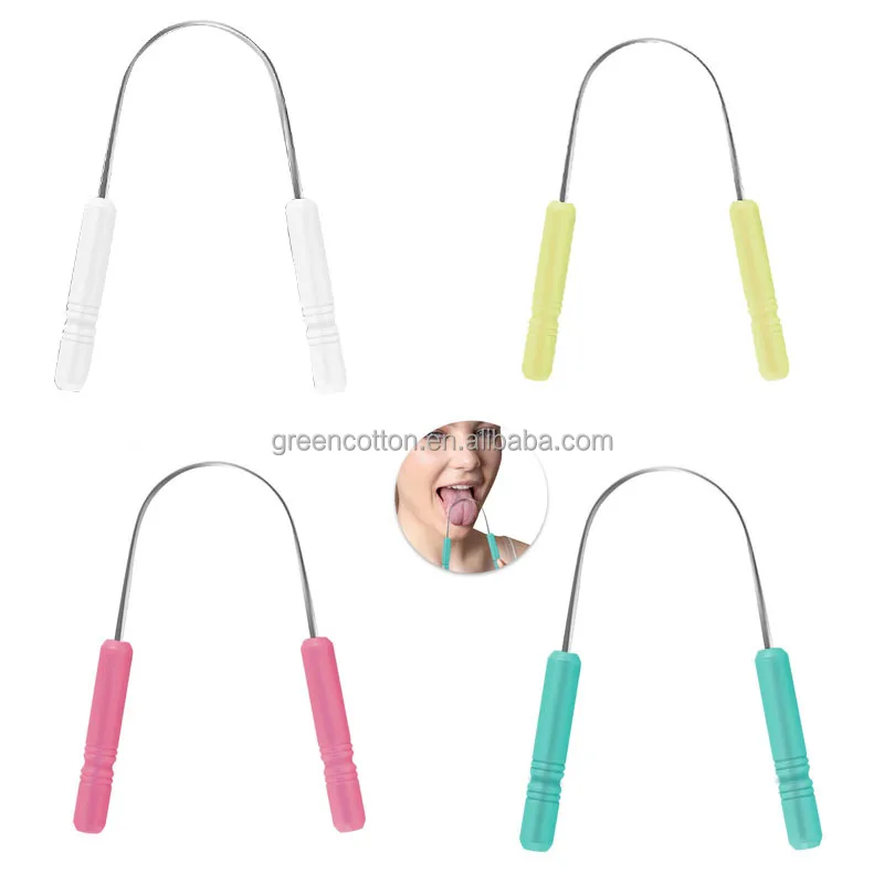 Custom Logo Tongue Scraper for Adults Kids With Case Stainless Steel Tongue Cleaner Linen Travel Pouch Scrubber to Remove Tongue