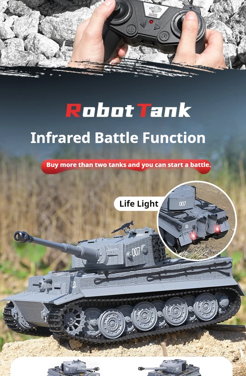 2025 New Gifts 1/24 RC Battle Tank Tiger I Radio Control