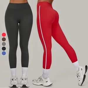 New Contrast Color Stitching Running Quick Drying Yoga Leggings Breathable Tight High Waist Butt-Lifting Fitness Pants for Women