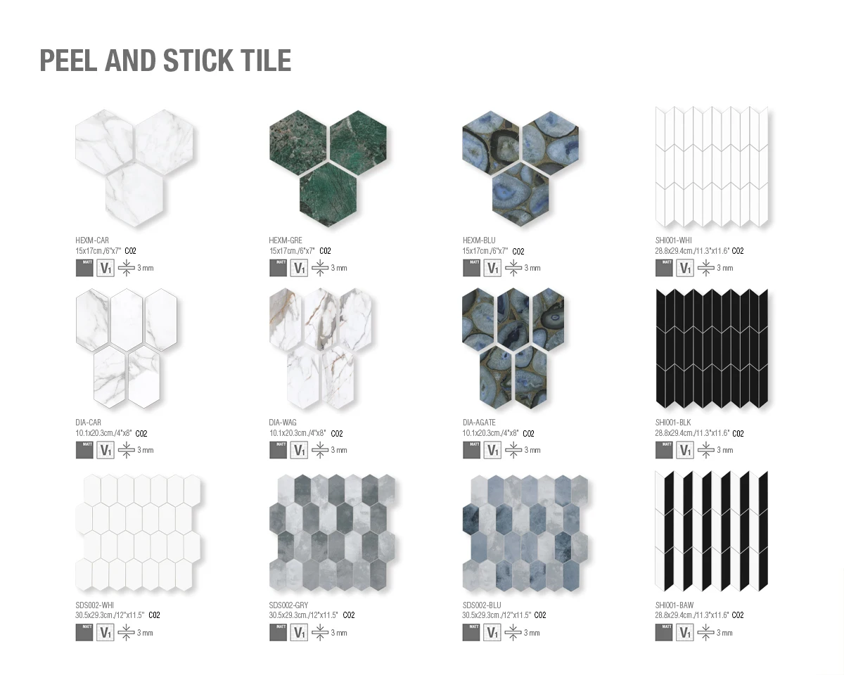 Sunwings Peel And Stick Waterjet Tile Stock In Us White Carrara