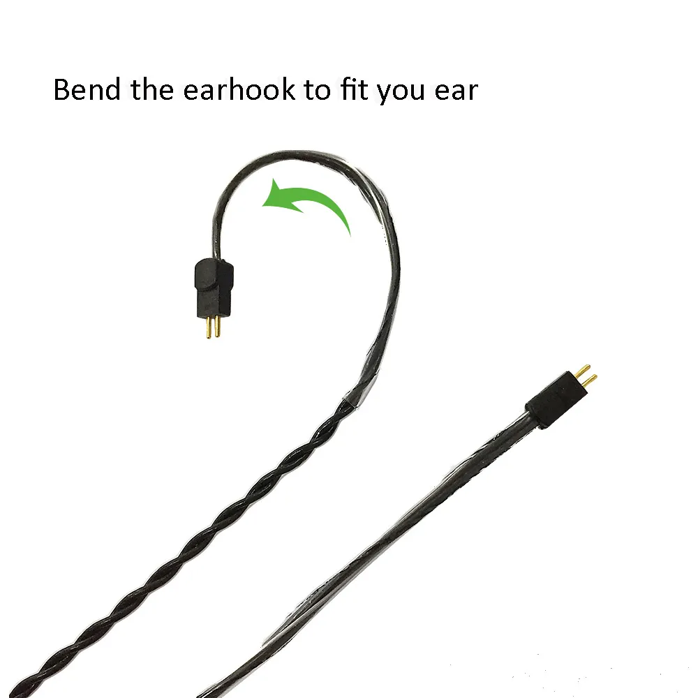 IEM Earphone Cable 2 Pin Memory Wired and Line Curved Two Types Earphone Cable
