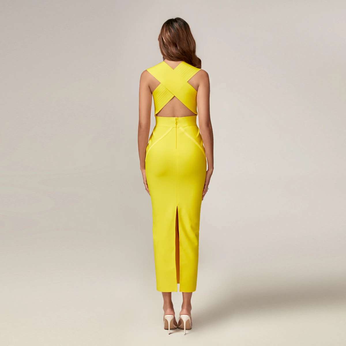 Ocstrade 2023 Summer Trending Women Midi Bandage Dress Sexy Deep V Neck