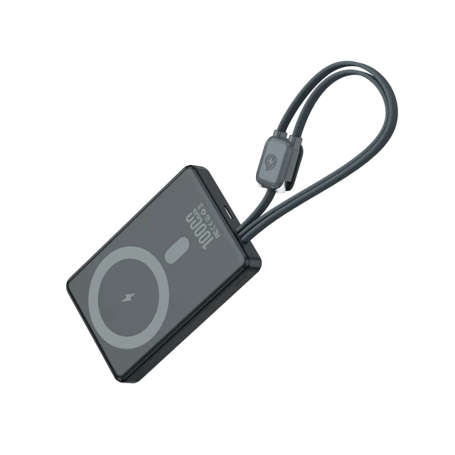 High Quality Custom LOGO Portable Auniumn alloy power bank 10000mAh battery Built-in 2 cables for Phone 16 15 14 series