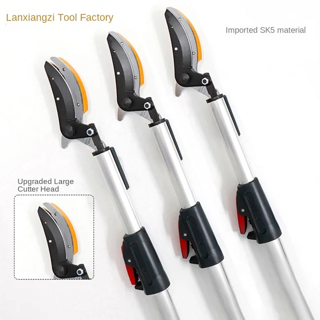 Industrial SK5 Fruit-Picking High-Branch Telescopic Scissors Bypass Pruner with Ratchet Mechanism for Litchi and Longan
