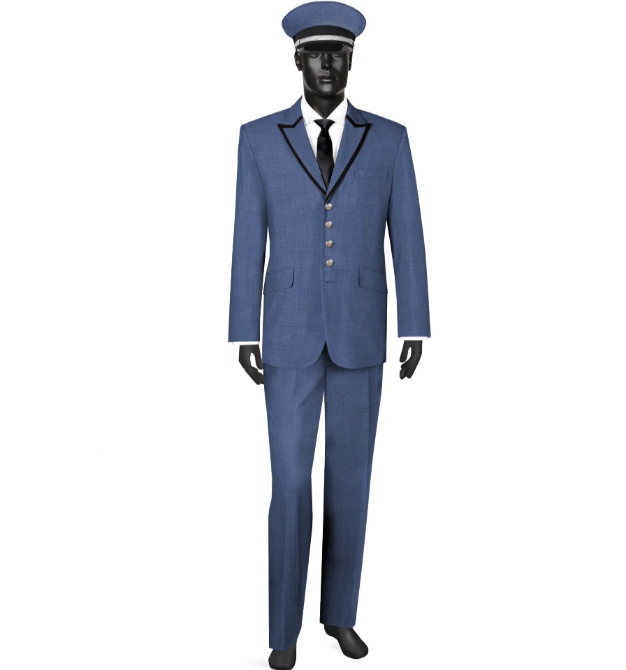 High Quality Customized Full Polyester Men's Hotel Security Uniforms Bellboy Doorman Concierge Hotel Staff Uniforms