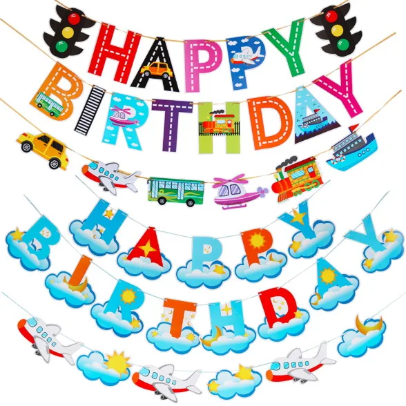 1 Pc Ornement Feuille Papier Fanion Drapeaux D'anniversaire Décoratif