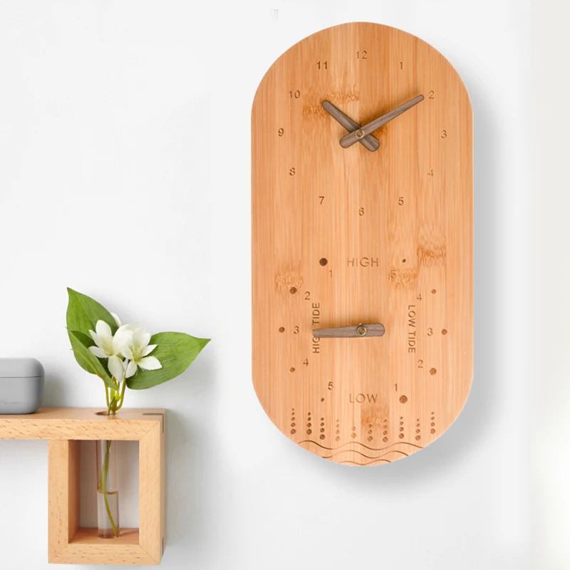 Wholesale Large Minimalist Modern Design Digital Decorative Wooden Bird Sound Tide Wall Clock for Living Room