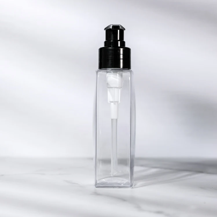 150ml Flat Square PET Plastic Pump Bottle Customized for Shampoo and Lotion with MOQ 10,000PCS