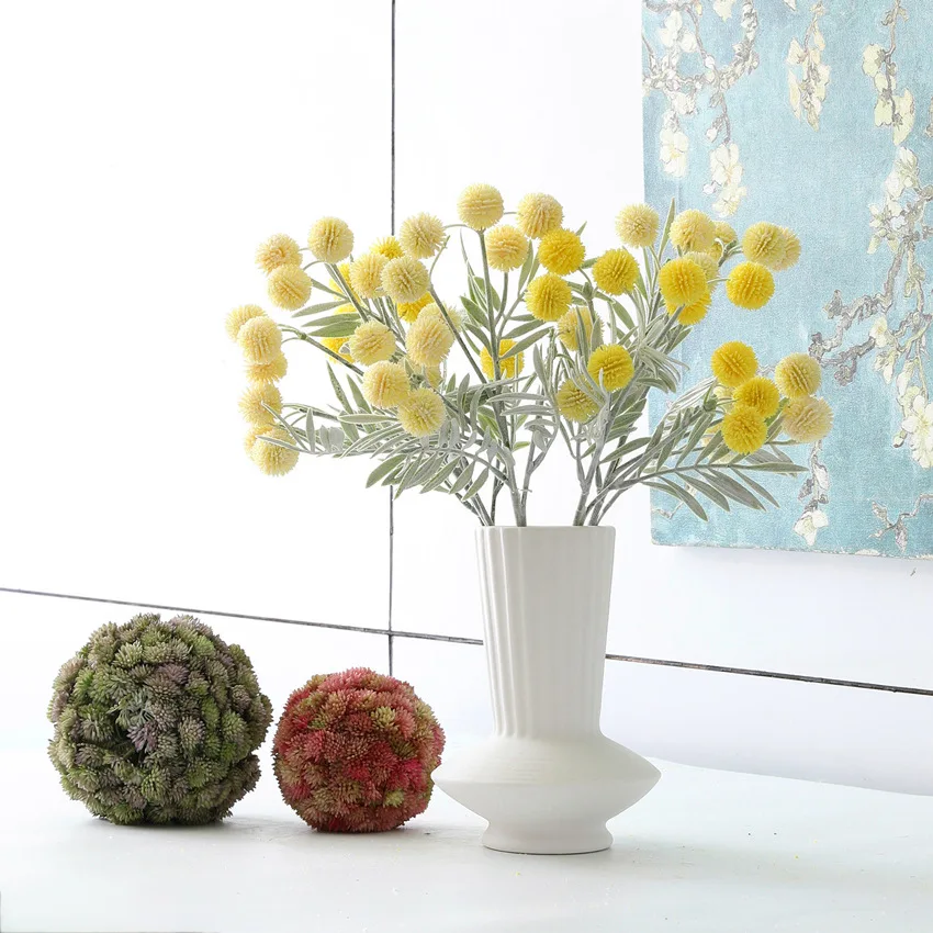 F-BB0171 Billy Ball Knstliche Craspedia Golden Ball Kunstblumen  Konservierte Protea Billy Buttons fr Blumenarrangements