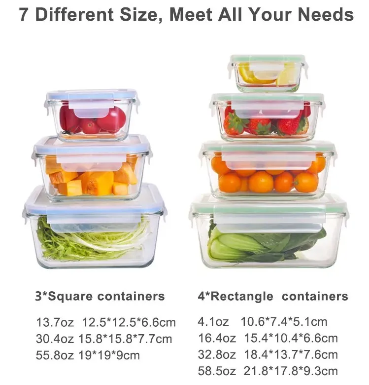 6 шт. стекло еда контейнер набор герметичный нестабильный Пакет box BPA бесплатная еда контакт Стекло контейнер кухня еда контейнер для хранения