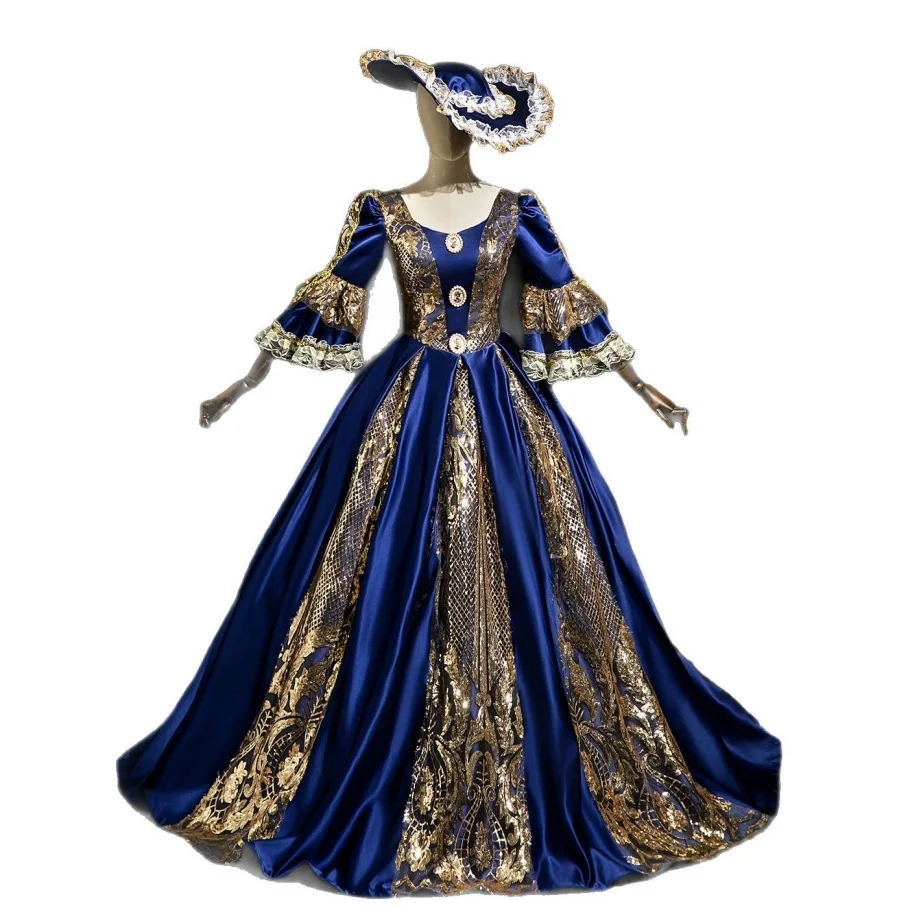 Photography French Court Dress Masquerade Ball Show New Year's Party Hosting Sequined Princess Performance Costumes Polyester
