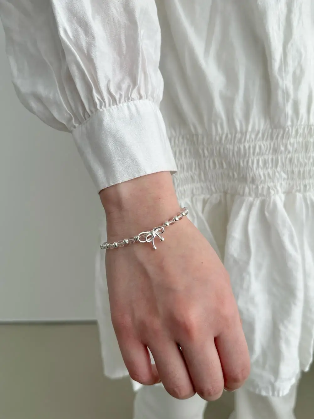 KAKODIY New Crystal Silver Beads 925 Sterling Silver Bow Bracelet detail 6