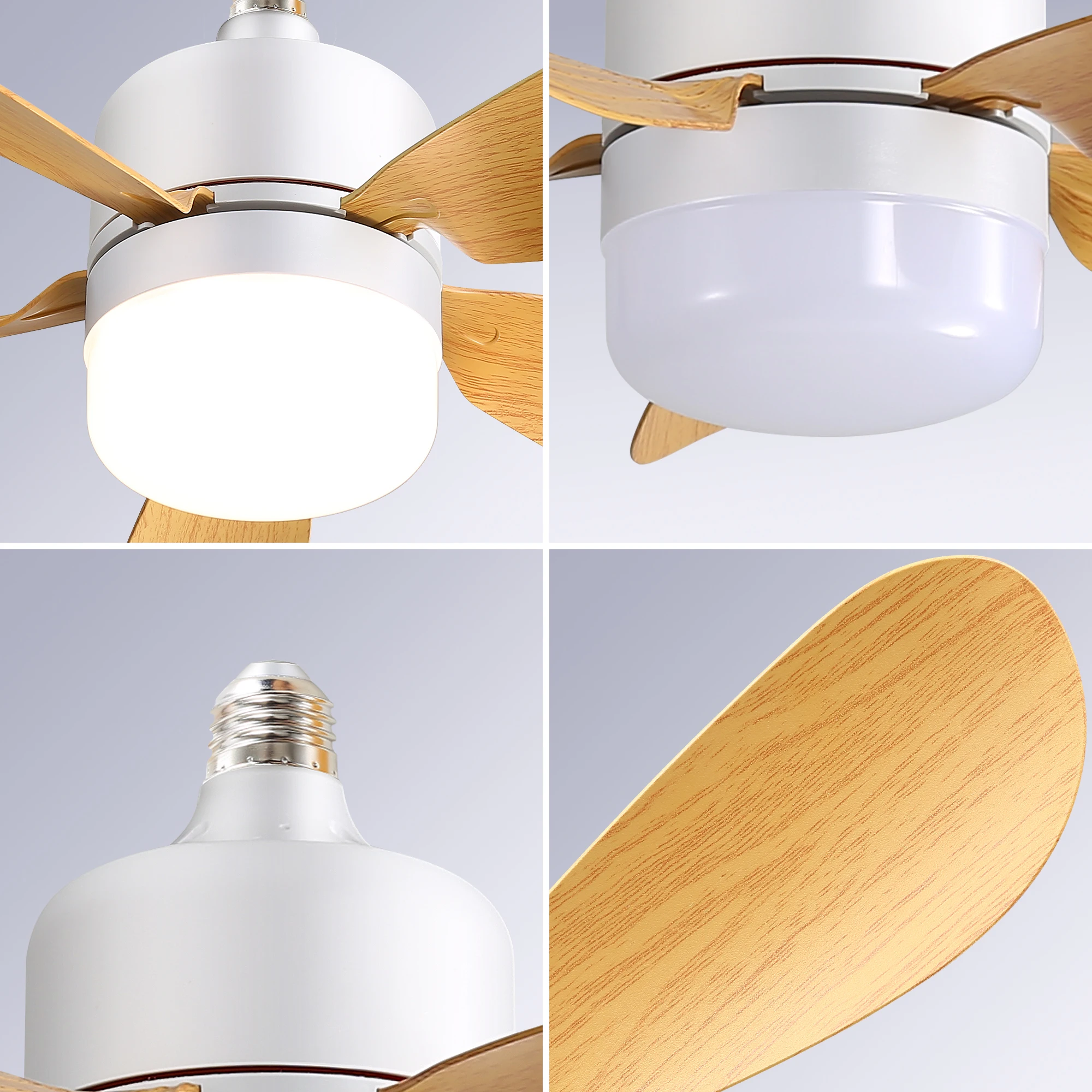 2025 New 17" Socket Ceiling Fan Lamp Small Mini Led E27 E26 Bulb Socket Fan Light With Remote Control