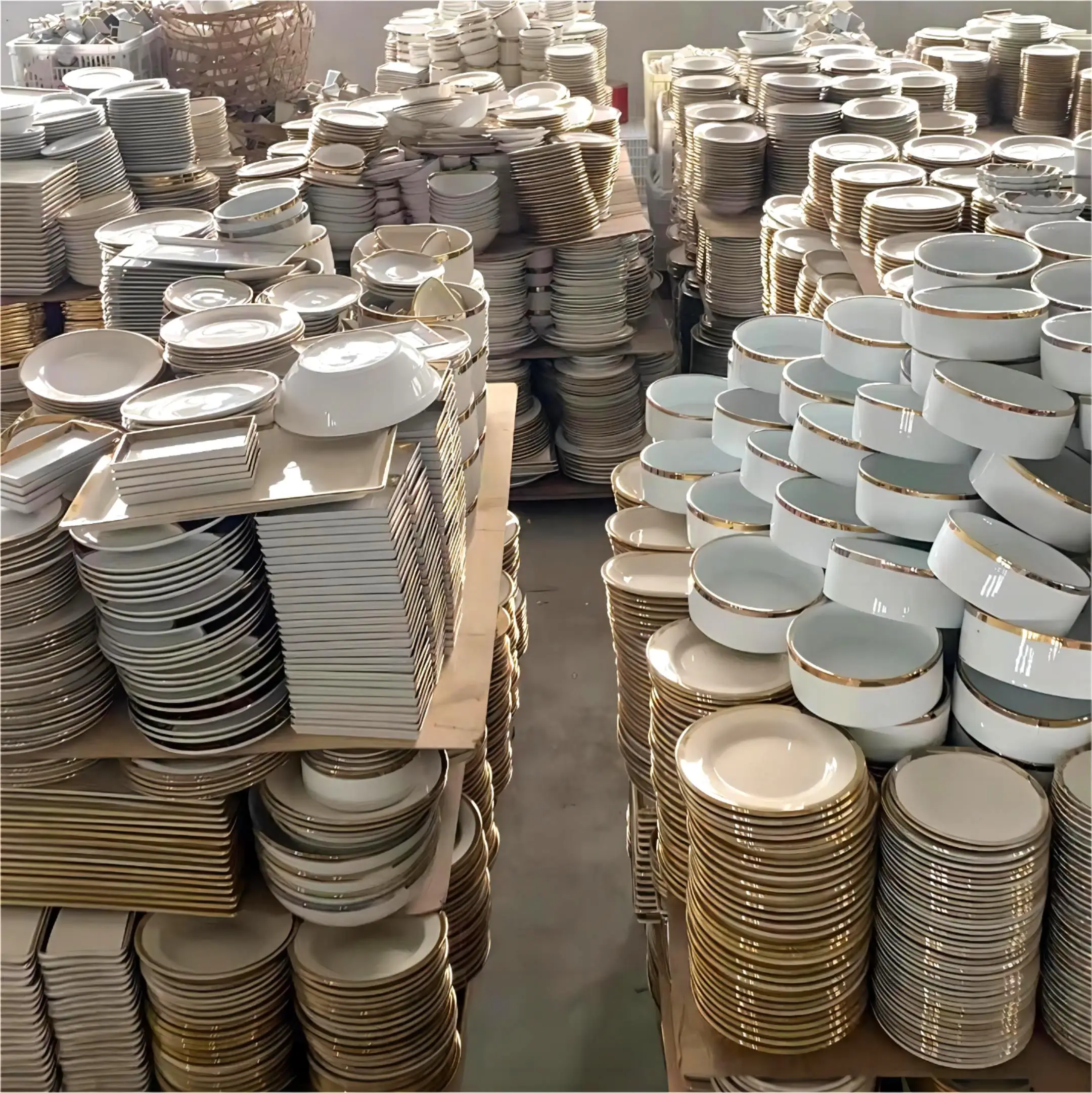 Wholesale Hot Seller Stocked Ceramic Porcelain Golden Plates Stocked ...