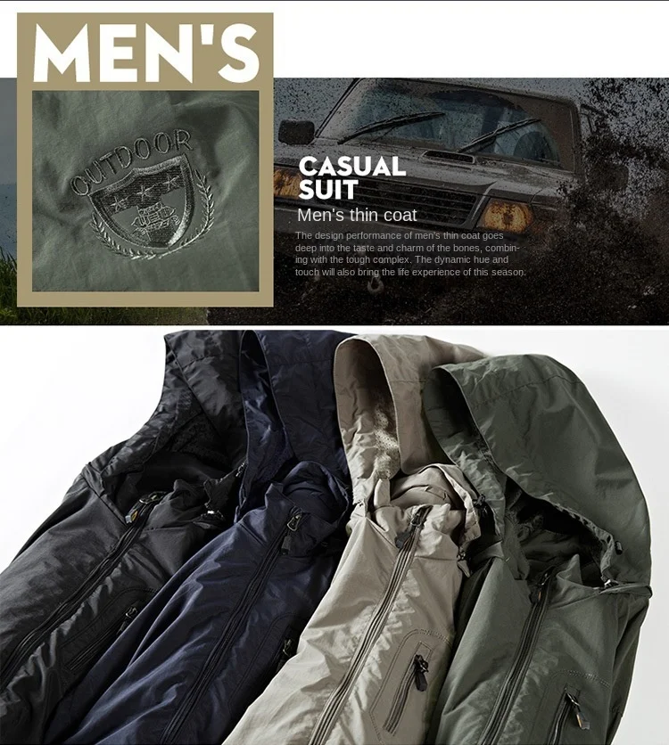 Men's Lightweight Hooded Waterproof Jacket For Spring And Autumn_voghion.com