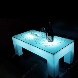 Modern Square LED Dining Table and Bar Table for Home Living Room Hotel Park or Mall for Club Use Made of Plastic