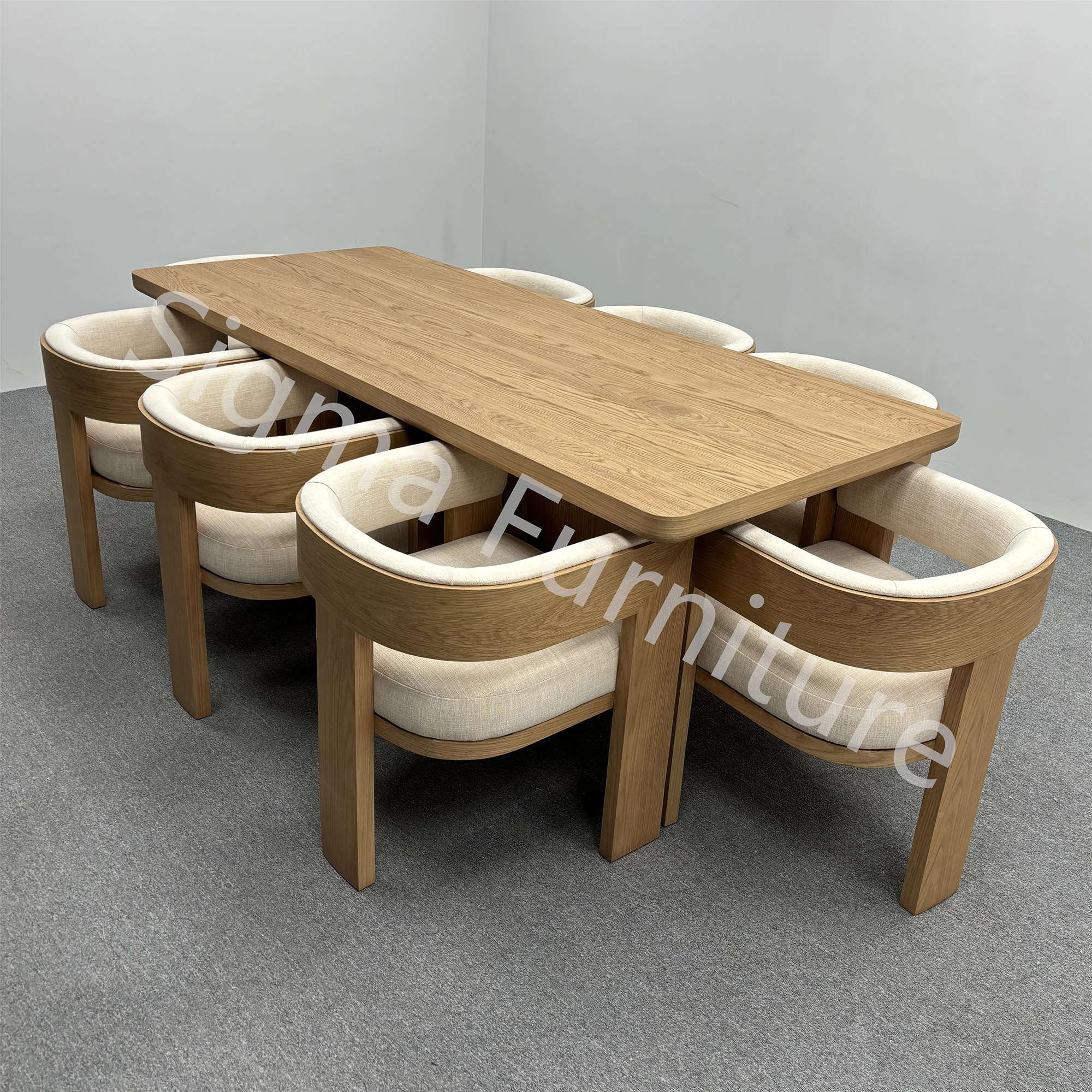 Modern Design Style Nordic Curved Back Wooden Leg Chair Room Furniture Kitchen Dining Chairs with Arm
