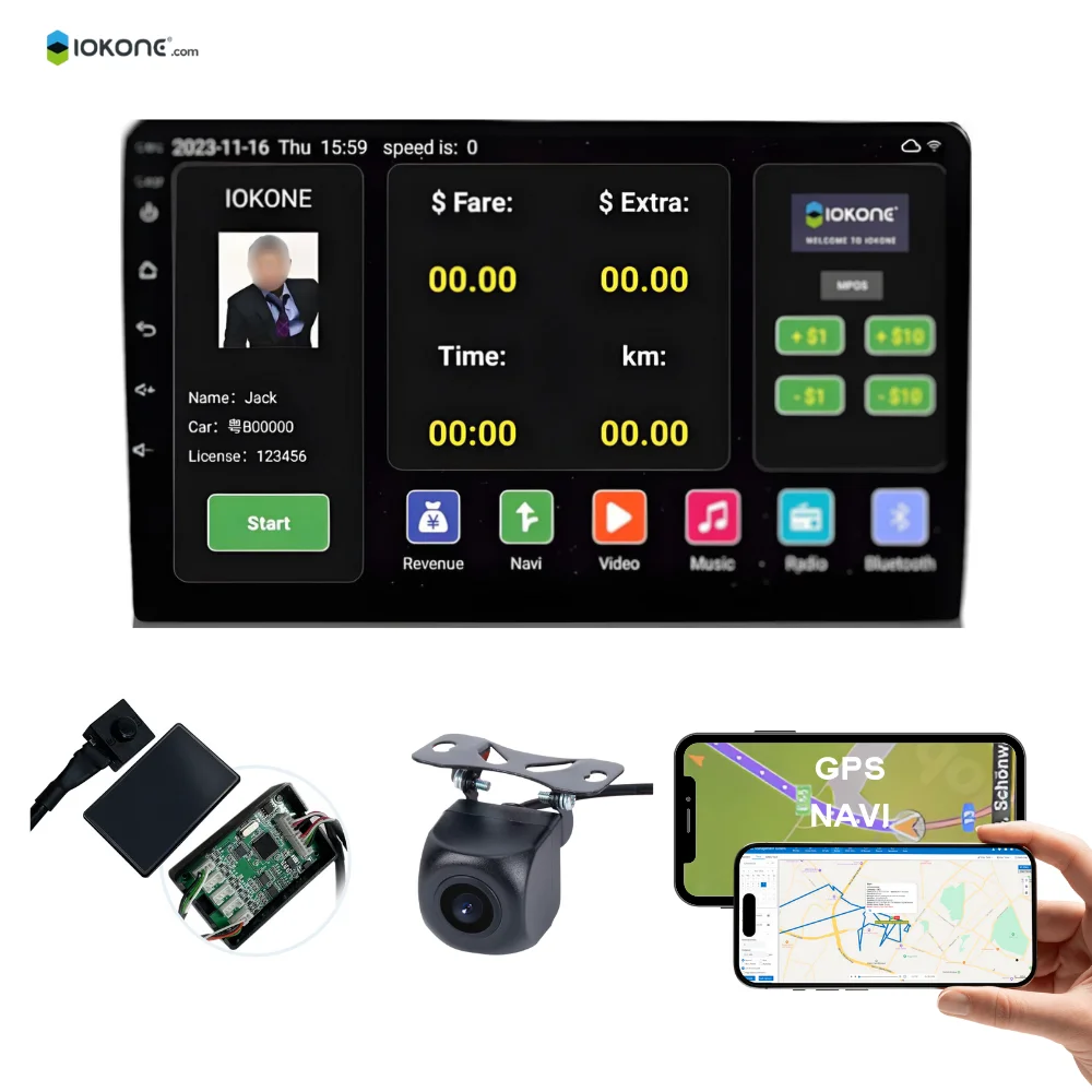 IOKONE 10-Inch Taxi Intelligent Multifunction Integrated Terminal(2+32): Multifunction Navigation and GPS