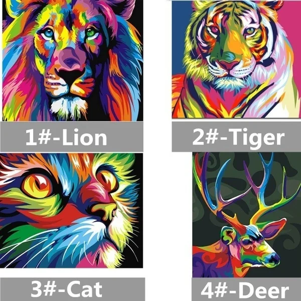 Diy Paint by Numbers Painting Canvas Living Room Decoration Elephant Acrylic Paint lion Diy Paint by Numbers