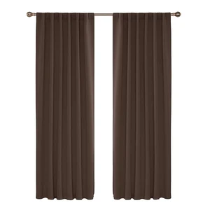 Modern Nice Solid Color Polyester Hotel Window Curtain Home Choice 100% Blackout Valance Design Brown Office Curtain