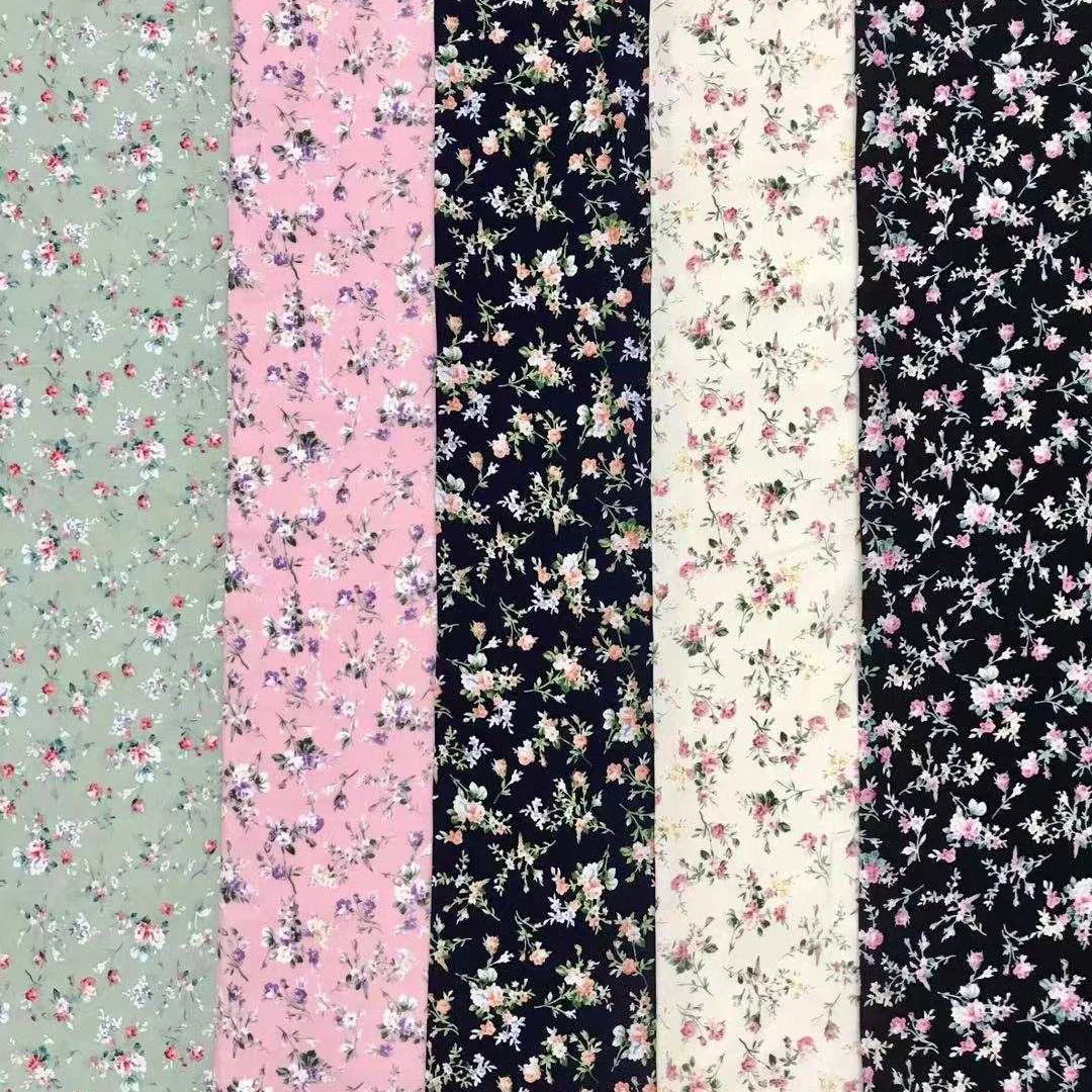 Текстиль Rongbao, дешевый, простой, тканый, 100% вискоза, мультяшный принт, вискоза, поплин, 45S ткань для женского платья