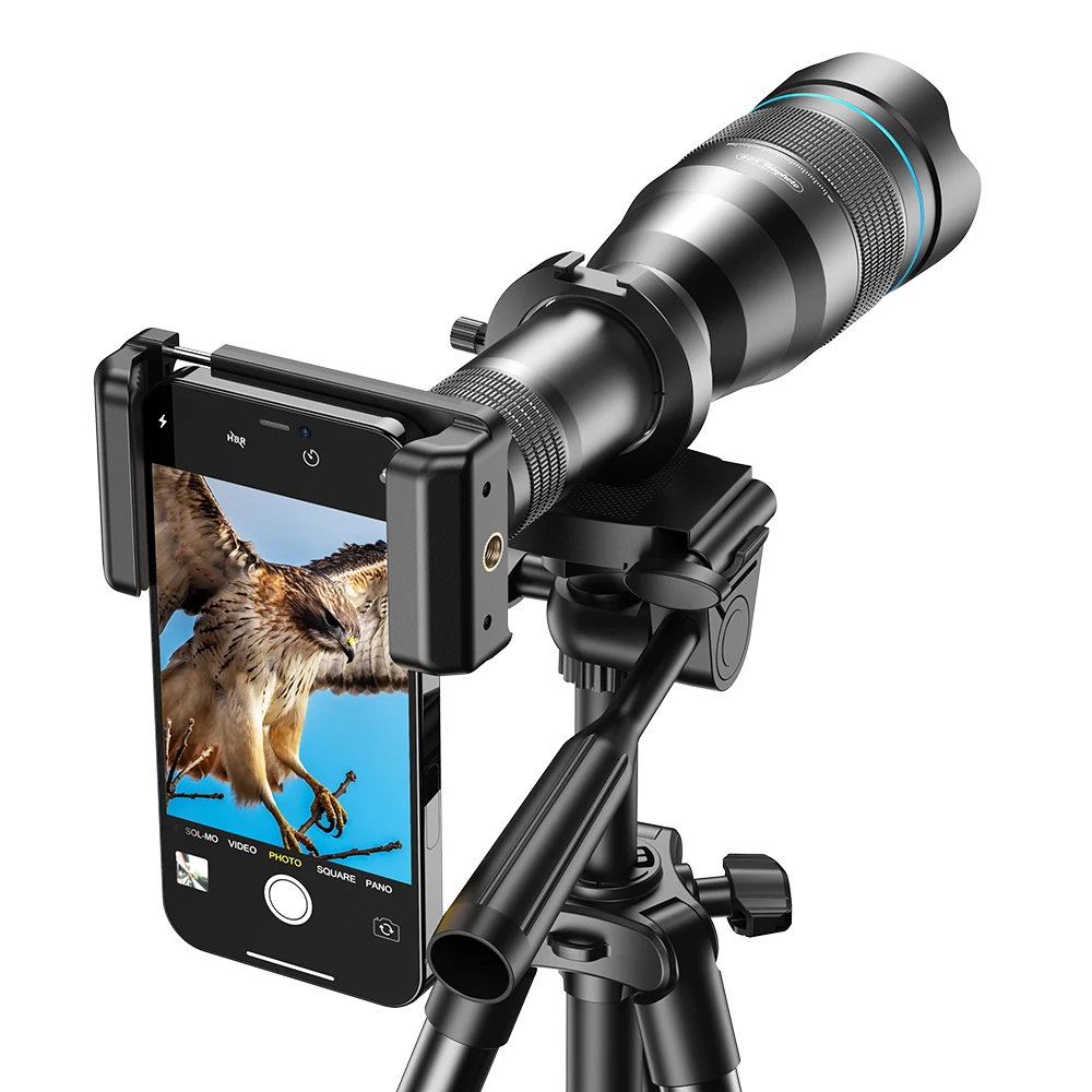 APEXEL 60倍テレフォトレンズ、三脚・スマホクランプ付属