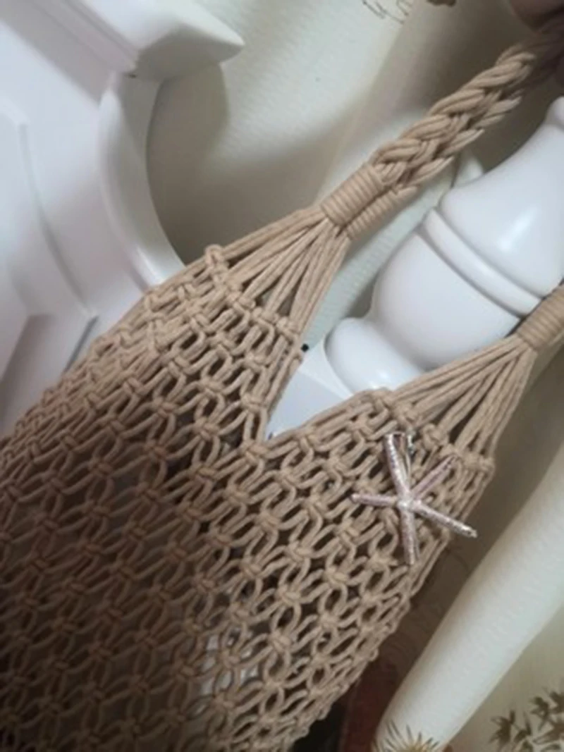 复古女士大草包手工钩针编织编织袋沙滩波西米亚单肩斜挎包2021