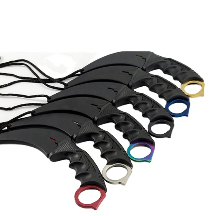 
Нож Damask CSGO с фиксированным лезвием, керамбит Counter Strike, военный уличный нож, цветные полосатые ножи с нескользящей ручкой 