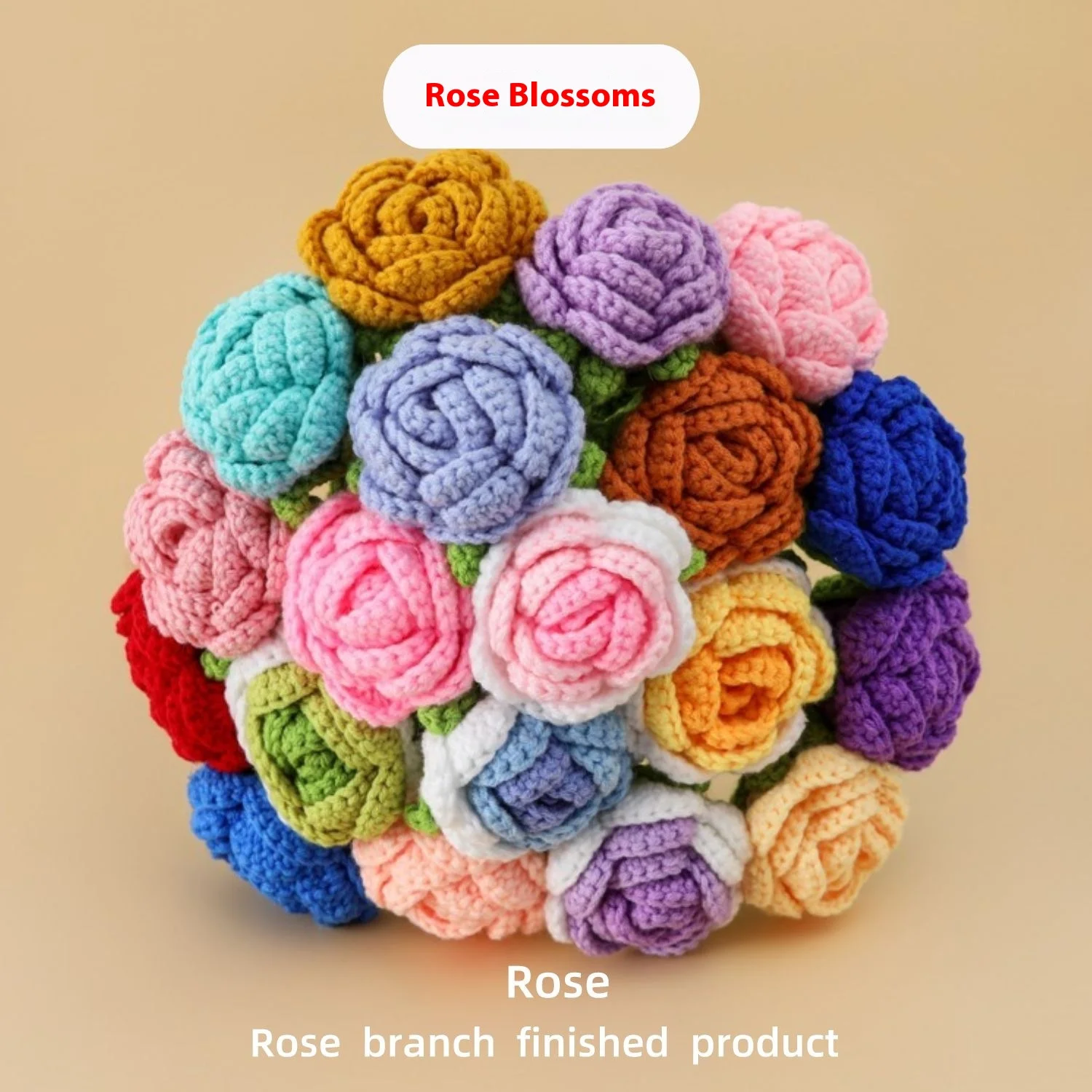Creative Finished Crochet Gradient Wool Rose Single Valentine's Day Chinese Valentine's Day Christmas Bouquet Flower Sewing Kit