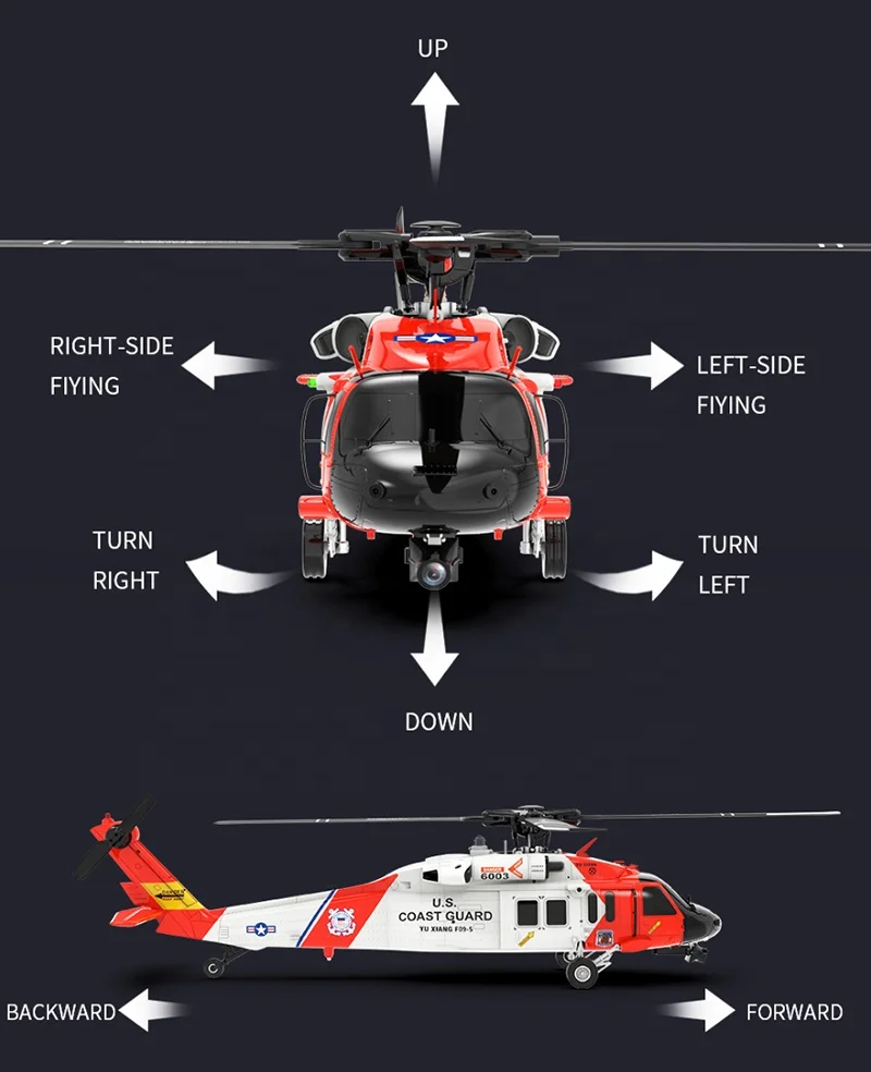 Hélicoptère RC UH60 Black Hawk 1/47 - 6 Canaux, Gyro 6 Axes, 3D Flybarless - Prêt à Voler