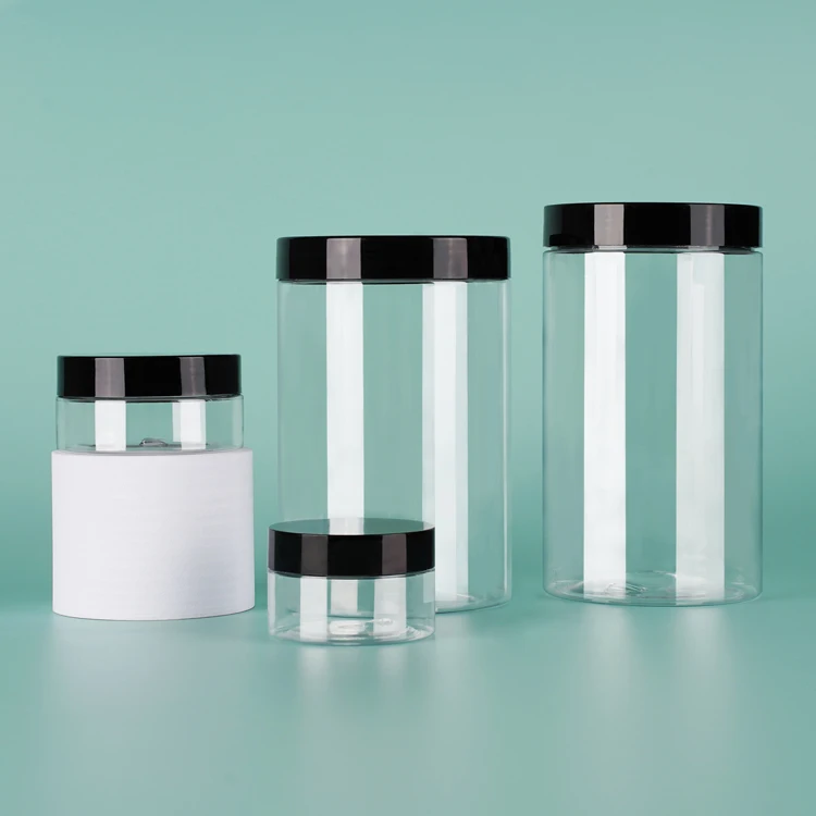 OEM ODM Custom Printing 250ml 300ml Clear Body Butter Containers With Black Plastic Lids Food-Grade Packaging